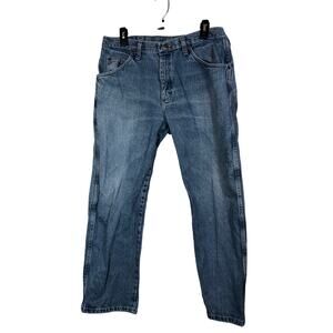 Wrangler Blue Jeans Regular Fit 35 x28 Straight Leg Vintage Western Cowboy